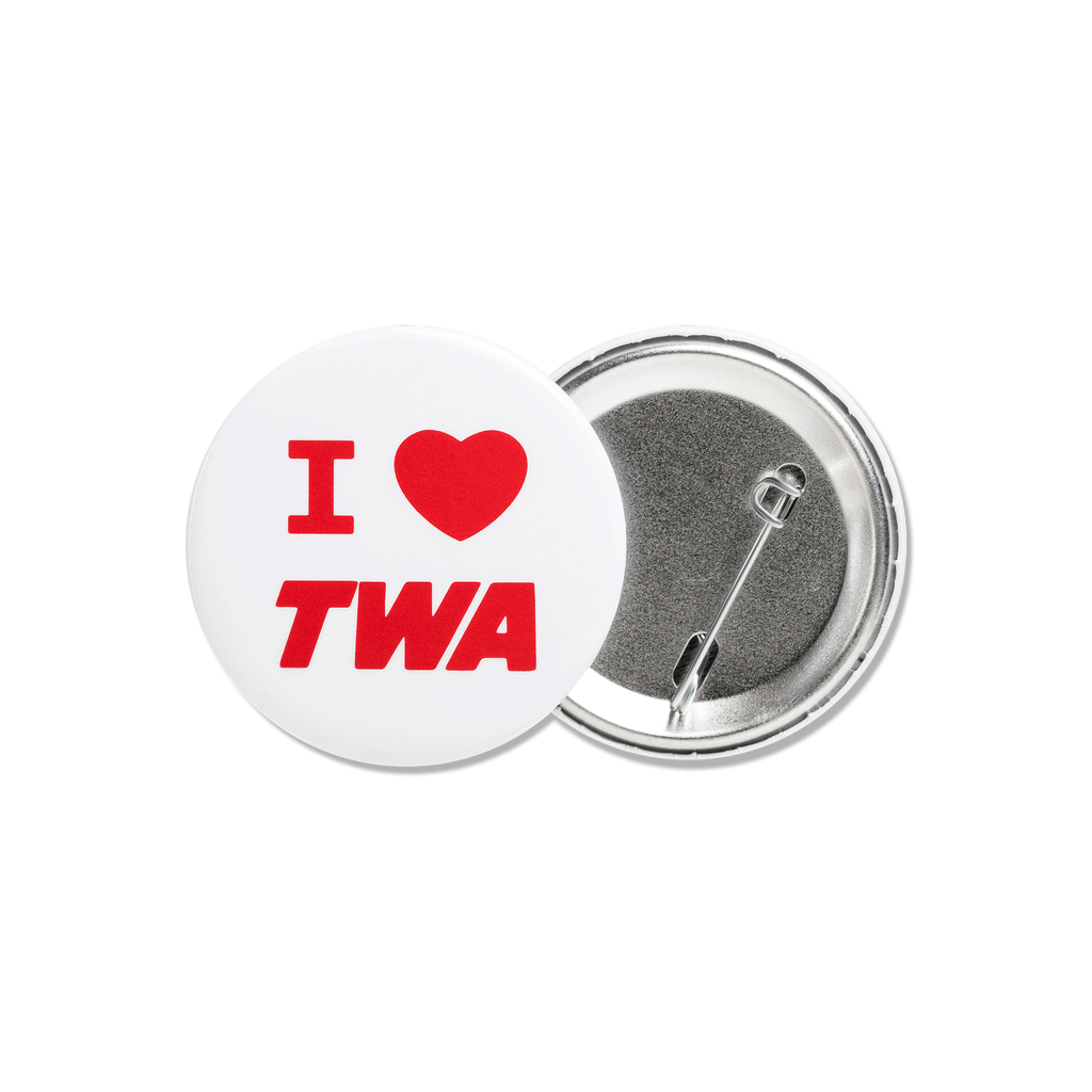 I Love TWA Button Front and Back