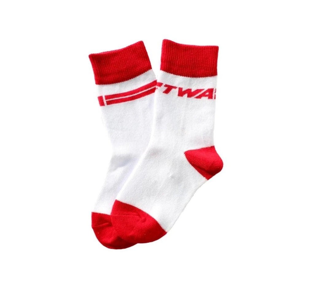 TWA Socks with red heel and red cuff for kids