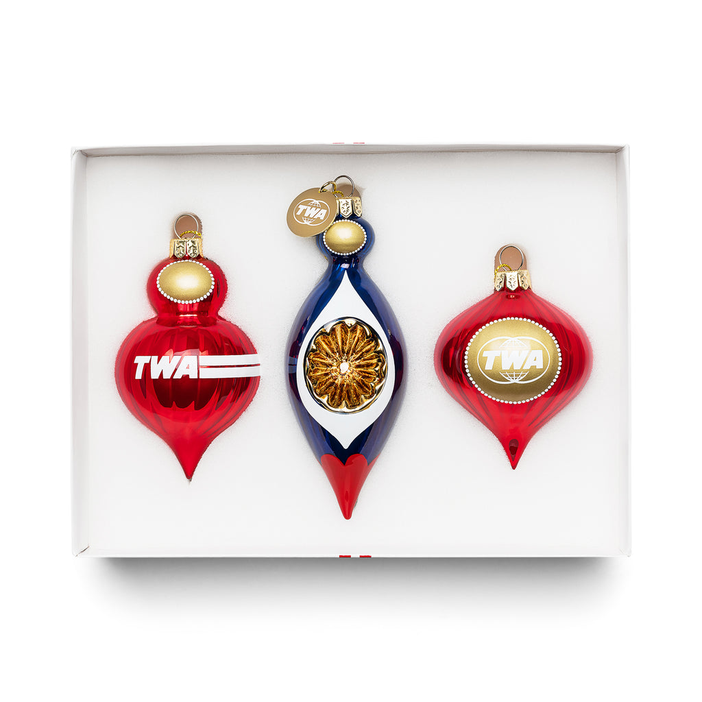 TWA Glass Ornament Set