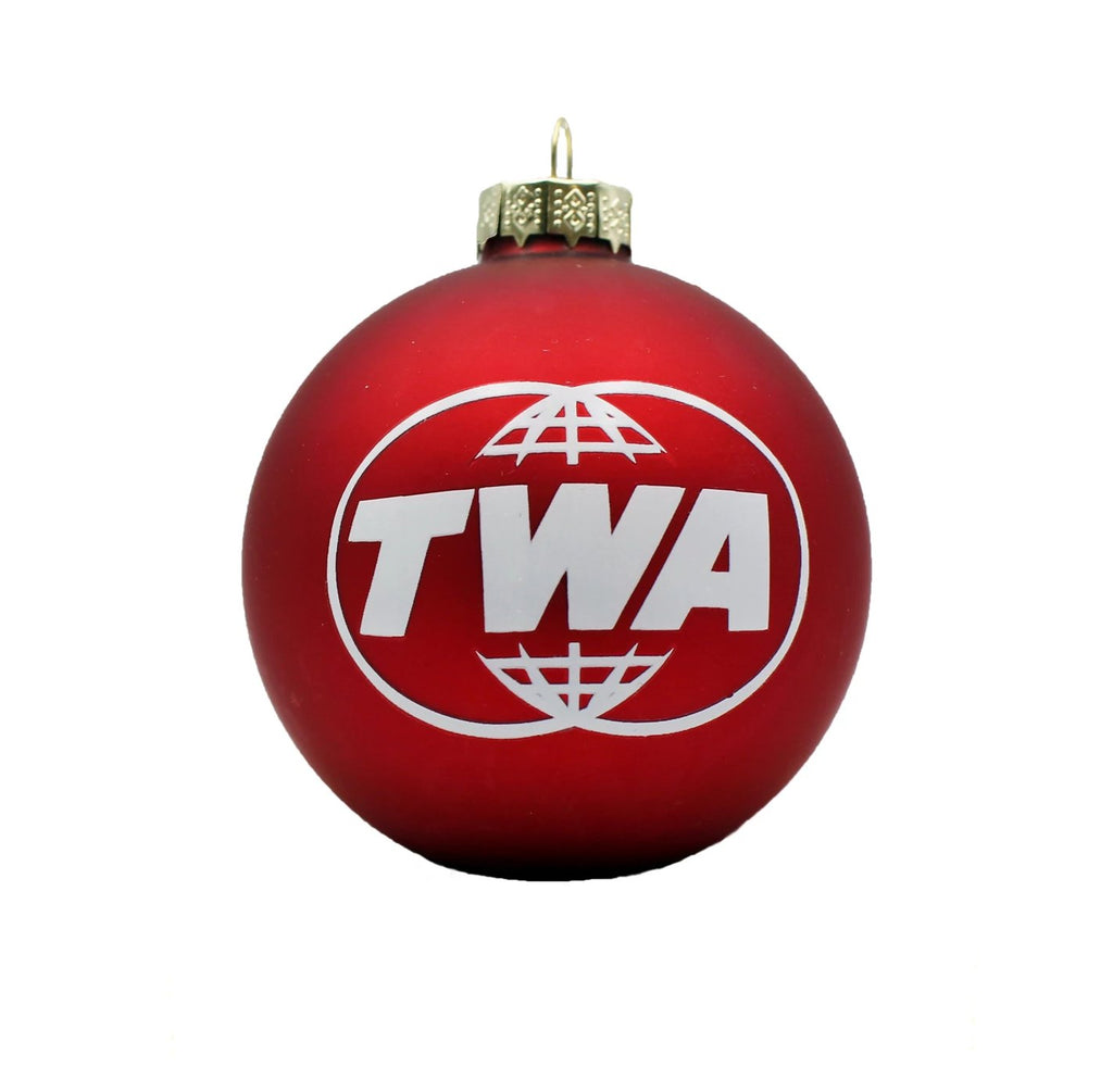 TWA Red Glass Ornament