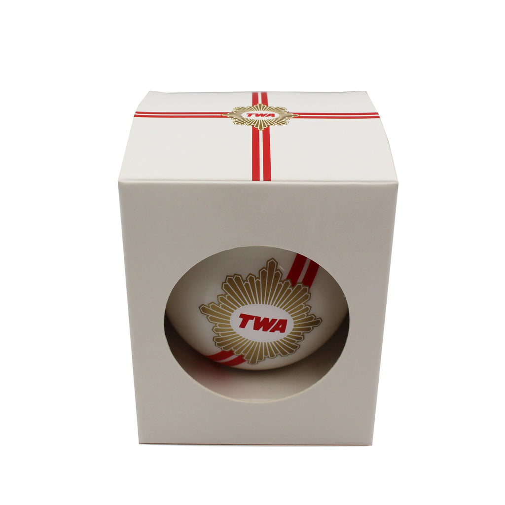 White TWA ornament in gift box
